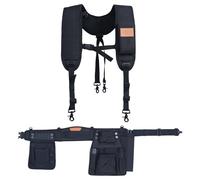 Perkins Builder Brothers Essential Tool Belt Set with Suspenders, Ideal for Framers, Carpenters and Contractors, Small Size, Black