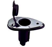 Perko 1048P00DP Chrome-Plated 2-Pin Plug-In Light Base with 5° Rake - 3.5" x 2" Base