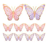PerKoop 10 Pcs Large Butterfly Centerpieces for Tables Butterfly Party Decorations 3D Paper Table Toppers Centerpieces Wall Decor for Birthday Baby Shower Wedding Party Supplies (Pink, Purple)