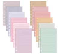 PerKoop 12 Pack 600 Sheets Half-letter Size Discbound Lined Planner Refill 5.5'' x 8.5'' College Ruled Size A5 8 Disc Notebooks 12 Colors Disc Notebooks Refill for Journaling(Dreaming Color)