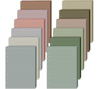 PerKoop 12 Pack Lined Refill Paper A5 Colored 6 Ring Binder Planner Inserts 6 Hole Notebook Refills Paper 8.2 x 5.8 Inch Loose Leaf (Elegant Colors)