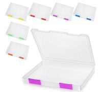 PerKoop 6 Pcs Clear A4 File Box Document Plastic Storage Box Paper Plastic Case Board Game Storage Containers Magazine Protector File Holder Organizer Box Plastic with Buckle Office School Supplies
