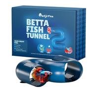 Perky Fins Betta Fish Tunnel Hideout Blue | Aquarium Cave & Tunnel Decor for Betta Fish, Shrimp & Small Fish | Fish Tank Decoration, Betta Tank Accessory & Enrichment Toy