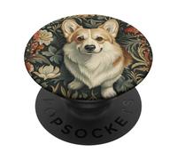 Perky Pembroke Welsh Corgi Vintage British Botanical PopSockets Adhesive PopGrip