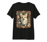 Perky Pembroke Welsh Corgi Vintage British Botanical Premium T-Shirt