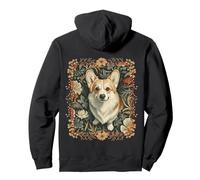 Perky Pembroke Welsh Corgi Vintage British Botanical Pullover Hoodie