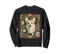 Perky Pembroke Welsh Corgi Vintage British Botanical Sweatshirt
