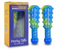Perky Tails Almost Indestructible Dog Toys for Large Dogs - Bacon-Flavoured Squeaky Dog Toys for Aggressive Chewers - 2-Pack