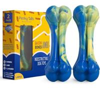 Perky Tails - Almost Indestructible Dog Toys for Large Dogs - Heavy Duty Plastic Dog Toys for Aggressive Chewers, Safer Than Rubber - Delicious Bacon Flavour