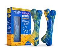 Perky Tails Almost Indestructible Dog Toys for Medium & Small Dogs - Bacon Flavoured Nylon Chew Toys for Aggressive Chewers - 2-Pack