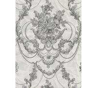 Perla Floral Damask Wallpaper Debona Textured Vinyl Silver Metallic Glitter