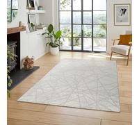 Perla Metallic Abstract Modern Living Room Area Rug, Grey, 120x170cm