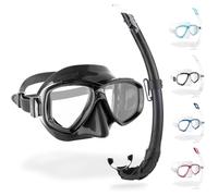 Perla & Mexico - Combo Set Dive/Snorkeling Mask & Snorkel, Adult Unisex, Clear/Black
