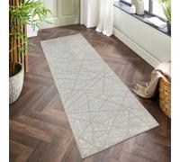 Perla Modern Abstract Linear Living Room Area Rug Metallic Sheen Contemporary Hallway Runner Axis-Beige 60X220 Cm