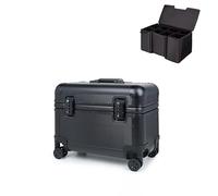 Perle Path All Aluminum Rolling Camera Case, Pilot case, Camera roller bag, Carry on, Hard Shell Photography Equipment suitcase with 4 Wheels and Telescopic Handle (Black(with camera bag inside))