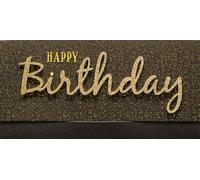 Perleberg Birthday Card Lettering Surprise - Happy Birthday, Black Gold - 11 x 22 cm