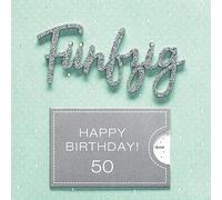 Perleberg High-Quality Birthday Card for the 50th Birthday - Elegant Birthday Card with Envelope - Beautiful Birthday Cards 15 x 15 cm - Birthday Card for a Successful Surprise