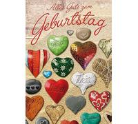 Perleberg High-quality birthday card from the Basic Classic Collection with colourful heart motif, birthday card with envelope, premium quality birthday cards 11.6 x 16.6 cm