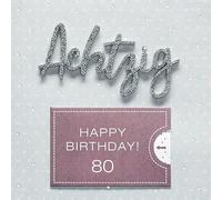 Perleberg High-Quality Birthday Card from the Lettering Surprise Collection with Eighty Lettering and Envelope - Elegant Card for 80th Birthday Including Envelope - Premium Quality Birthday Cards 15 x