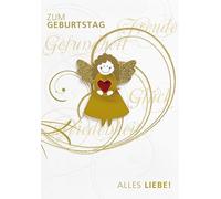 Perleberg High-Quality Birthday Card from the Lifestyle Collection with Angel Motif, Protective Birthday Card with Envelope, Premium Quality Birthday Cards 11.6 x 16.6 cm