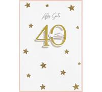 Perleberg High-Quality Birthday Card from The Lifestyle Collection with Number in Gold and Star Motif, Elegant Card for 40th Birthday Including Envelope, Premium Quality Birthday Cards 11.6 x 16.6 cm