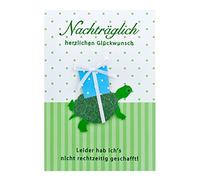 Perleberg High-quality retrofitting birthday card from the Lifestyle Collection with turtle and bow - birthday card with envelope - premium quality 11.6 x 16.6 cm