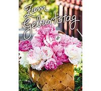 Perleberg Mini Birthday Card - Mini Card Collection - Birthday Card with Flower Motif & Crystal Sticker - Birthday Cards with Envelope - Loving Greeting Card in 5.2 x 7.4 cm