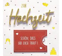 Perleberg - Unique Wedding Card with Lettering Surprise - Beautiful Greeting Card 15 x 15 cm - Wedding Card with Envelope in Gold - High-Quality & Special Wedding Cards