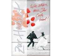 Perleberg Wedding Card with Couple Motif & Text - Basic Classic Collection - Premium Quality Wedding Card - Lovely Wedding Gift with Envelope - 11.6 x 16.6 cm