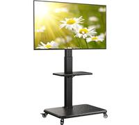 Perlegear Mobile TV Stand, Tilt & Swivel Rolling TV Cart for 32 to 75 inch TVs up to 110 lbs, Height Adjustable Rolling TV Stand with Wheels, Max VESA 600x400mm, PGTVMC27