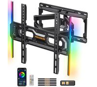 Perlegear Pre-Assembled TV Wall Mount with LED Lights for 26-65 inch TVs up to 45kg, Max VESA 400x400mm, Swivel, Extension, Tilt, TV Backlights with Music Sync, PGMF20