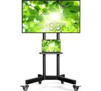 Perlegear TV Stand on Wheels for 32-85 Inch Screens up to 60kg, Height Adjustable Rolling TV Cart for LCD OLED 4K Flat/Curved Panels, Moblie Portable