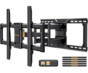Perlegear UL-Listed Full Motion TV Wall Bracket for 42-90 Inch TVs up to 68KG, Universal Dual Arm TV Bracket with Tool-Free Tilt, Swivel, Extension, Max VESA 600 x 400mm, PGLF16