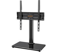 PERLEGEAR Universal Swivel TV Stand for 24-60 inch TVs up to 45kg, Height Adjustable Table Top TV Stands, TV Base Stand with Tempered Glass Base, Pedestal TV Stand with Bracket Max VESA 400x400mm