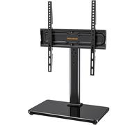 PERLEGEAR Universal Swivel TV Stand for 24-60 inch TVs up to 45kg, Height Adjustable Table Top TV Stands, TV Base Stand with Tempered Glass Base,