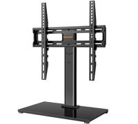 Perlegear Universal Swivel TV Stand, Table Top TV Stands for 26-60 inch LCD LED TVs, Height Adjustable TV Base Stand with Tempered Glass Base Wire Management, Holds 40 KG & Max VESA 400x400mm