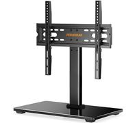 Perlegear Universal Table Top Pedestal TV Stand for 32"-60" LED Plasma Flat Curved Screens, Height Adjustable TV stand with Tempered Glass Base & Cable Management, Holds 40 KG Max.VESA 400x400mm