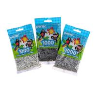 Perler 83-99787 1000 Piece Fuse Bead Bags, Light Gray, Gray, and Dark Gray, 3 Pack