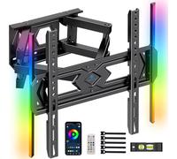 PERLESMITH TV Wall Bracket with LED Lights for 26-70" TVs up to 45kg, Full Motion Dual Arm TV Wall Mount with Swivel Tilt Extend, TV Backlights with Music Sync, Max VESA 400x400mm