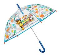 PERLETTI Paw Patrol Transparent Umbrella with Manual Opening - Paw Patrol Police Dogs Chase Marcus Ruben - Child's Umbrella for Boys 4 5 6 Years Durable - Diameter 64 cm, Blue, Diamètre 69 cm