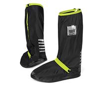 PERLETTI Shoe Covers Black Waterproof Durable Reusable Lightweight - Overshoes Boot Cover Resistant Strong - Mud Rain Protectors with Non Slip Sole and Reflective Inserts (L (9/10.5), Lemon Green)
