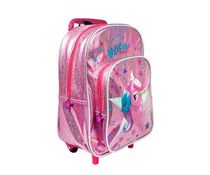 PERLETTI Unicorn Carry On Backpack Children 2/5 Years with Pocket - Toddler Rucksack with Pink Glitter for Kindergarten - Girl Hand Luggage with Stars and Reflective Piping - 32x23x15 cm (Unicorn)
