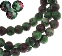 Perlin Gemstone Beads Ruby in Zoisite, Ruby in Zoisite, 10/8/6/4 mm Ball, Semi-Precious Stone, Gemstone Bead with Hole for Threading, Jewellery Beads, Gemstone (6 mm, 18 Pieces)