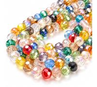 Perlin Glass Beads 4 mm Multi-Coloured AB Fire Polished Faceted Approx. 90 | Bohemian glass cut beads from the Czech Republic in a colourful mix of colours with iridescent AB shimmer for versatile