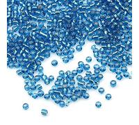 Perlin Glass Seed Beads, Native American Beads, Seed Beads, Pony Beads, 3 mm, Silver Insert, Silver Lined, 8/0 Silver Lined, Silver Lined Seed Beads, Pack of 3300 (Sapphire Blue)
