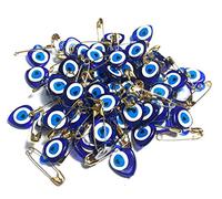 Perlin Nazar Boncuk Evil Eye Lucky Charm Talisman Heart with Safety Pin Turkish Blue Eye Evil Eye to Give as a Party Bag for Birth Christening Wedding Dügün Sünnet Nisan Pack of 100
