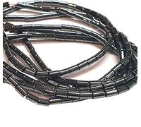Perlin Pack of 50 Black Hematite Beads 8 x 4 mm for Bracelets Tube No Magnet Hematite Gemstones 38 cm 1 Strand Heishi Beads