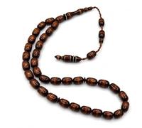 Perlin Prayer Beads 33 Beads Kuka Wood Effect Resin Tesbih Oval 12mm x 7mm 35cm Misbaha Tasbih Subha Islamic Prayer Beads Made in Turkey, 35cm, Resin Resin in Kuka wood look resin, No Gemstone