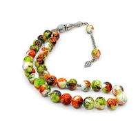 Perlin Prayer Beads Prayer Beads Tesbih Tasbih Tespih Misbaha Subha 33, 10 mm Glass Muslim Islamic Rosary Jewellery Bracelets Worship Accessories Gemstone Effect, 30cm, Glass Brass, No Gemstone
