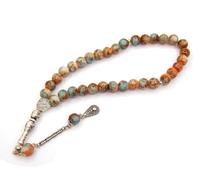 Perlin Prayer Beads Prayer Beads Tesbih Tasbih Tespih Misbaha Subha 33, 10 mm Glass Muslim Islamic Rosary Jewellery Bracelets Worship Accessories Gemstone Effect, M, Glass Brass, No Gemstone